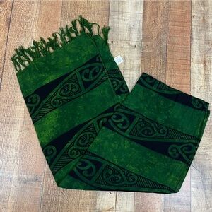 Golden Road Imports Flowy Tassel Forest Green Scarf Lightweight Earth Tone
